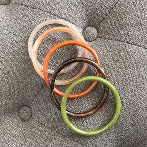 5 glass bangle bracelets
